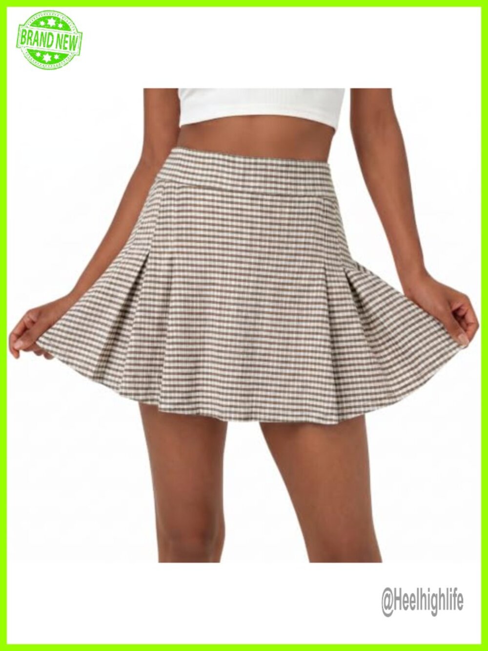 Pleated Mini Skort with Built-in Shorts High Waisted Tennis Skirt